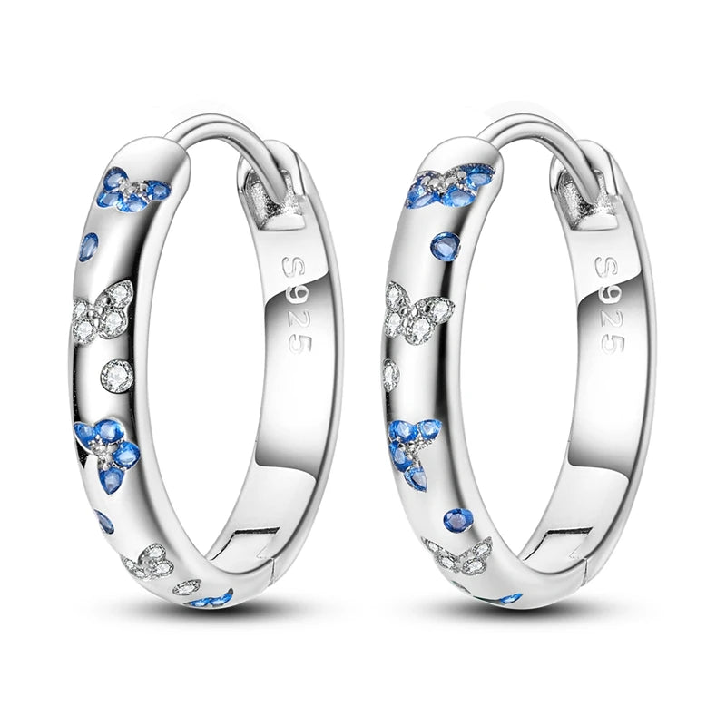 925 Sterling Silver Colored Zirconium Stars Hoop Earrings For Women Jewelry, Anniversary WeddingMaking Jewelry Gift