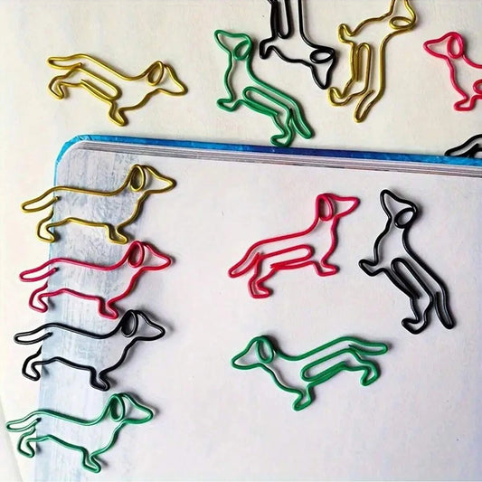 20/40/50 clips de papel metálicos con diseño de gato, perro o notas musicales, de colores surtidos, para marcapáginas, profesores, estudiantes y material de oficina.