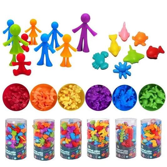 Juguetes Sensoriales Montessori para Clasificar Animales, Arcoíris, Conteo, Combinación de Colores, Entrenamiento de Habilidades Motrices Finas, Juegos de Actividades para Niños de 3 a 6 Años