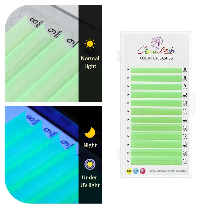 Colored Lashes, Lake Blue/ Lavender/ Cinnamon/ Dark Green/ Matcha Grey, Individual Natural False Colorful Eyelash Extension, GLAMLASH