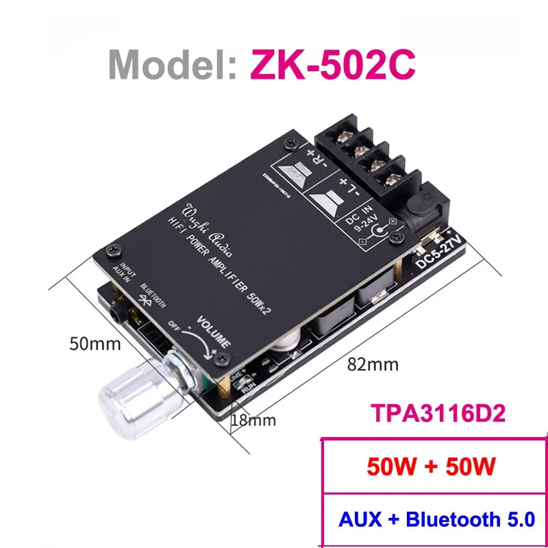 2*100W TDA7498E Audio Power Amplifier Bluetooth-compatible 5.0 Stereo HiFi Class D Digital Home Theater AUX Music AMP