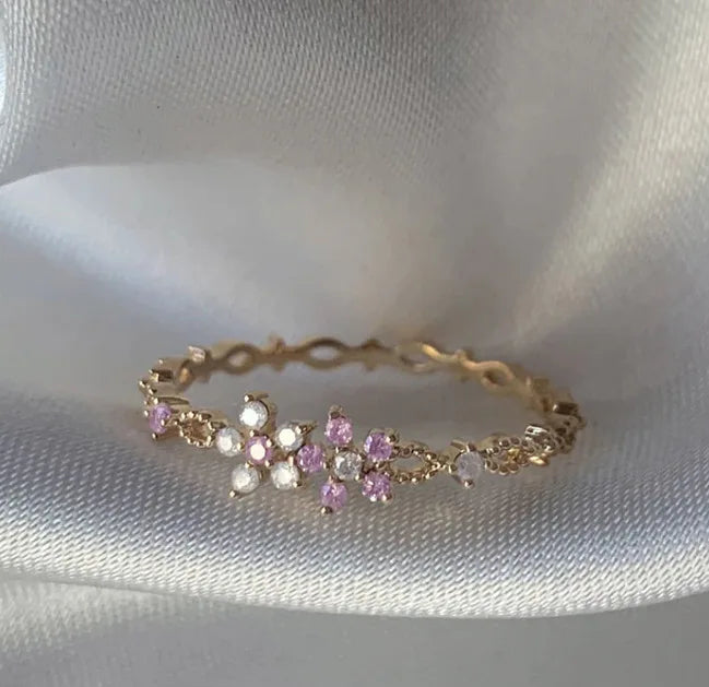 New Cute Colorful Zircon Flower Ring For Women Girl, Fashion Vintage Zircon Adjustable Rings, Jewelry Gift