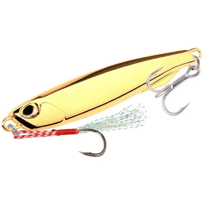 1Pc, Electroplated Lron Plate Rod Metal Fishing Bait, 60g 40g 30g 20g, Portable Fishing Lure, Sharp Hoops Tip, Spinning Tackle Tool