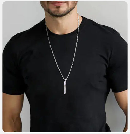 Vnox Collares con colgante de barra de Mobius de acero inoxidable para hombre, joyería sencilla de urna de cenizas de cremación, regalos conmemorativos