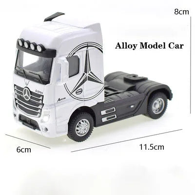 1:50 Diecast Alloy Truck Head Model Toy, Container Truck Pull Back With Light Engineering, Transport Vehicle Boy Toys For Children