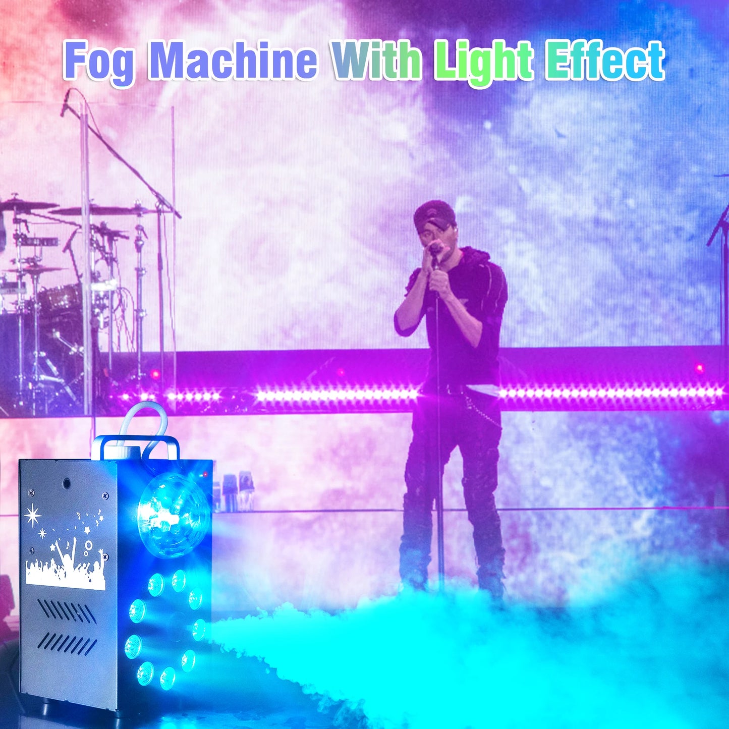 700W Smoke Machine, Wireless Remote Control Effect Fogger, 3in1 LED RGB Stage Light, Fog Machine, DJ Disco Party Halloween, U'King