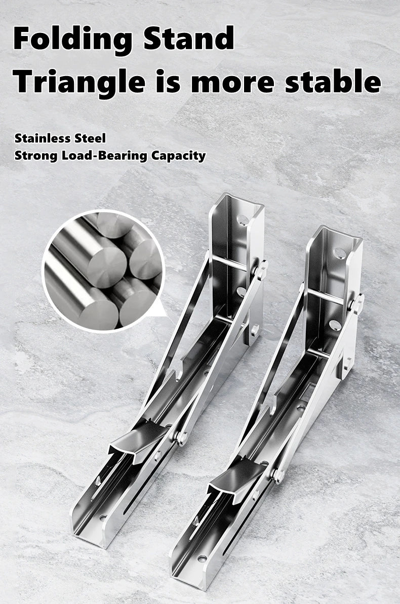 2Pcs, Multiple Sizes Triangle Folding Bracket, Shelf Table Desk, Floating Shelf, Collapsible Wall Mounted Bracket