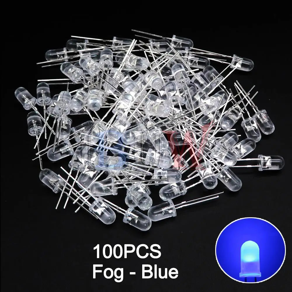 100PCS/LOT, 5mm LED Diode, F5 Assorted Kit, White Green Red Blue Yellow Orange Pink Purple Warm White DIY Light Emitting Diodes, IBUW