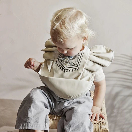 Baberos para bebé INS estilo nórdico, babero con bolsillo de ángel, para eructar, para niña y niño, comidas, babero impermeable fácil de limpiar con lindo elefante, baberos suaves de PU