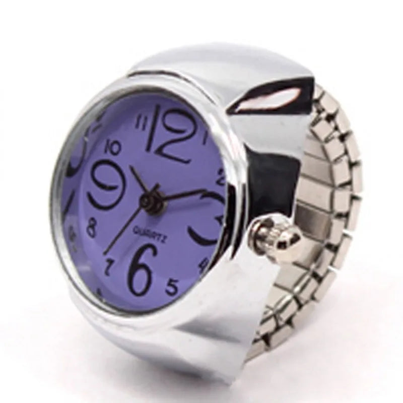 Vintage Punk Finger Watch, Mini Elastic Strap Alloy Watch, Couple Rings, Jewelry Clock, Retro Roman Quartz Watch Rings, For Women, For Men