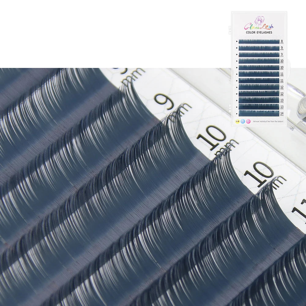 Colored Lashes, Lake Blue/ Lavender/ Cinnamon/ Dark Green/ Matcha Grey, Individual Natural False Colorful Eyelash Extension, GLAMLASH