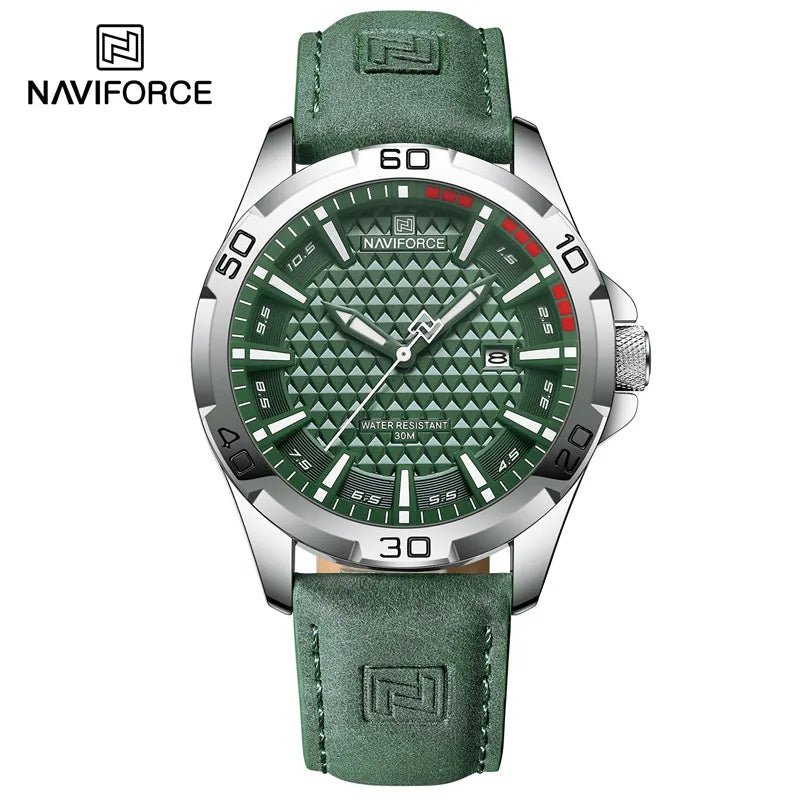 Men Fashion Quartz Watches, Male Leather Strap Sport Waterproof Wristwatches, Calendar Clock, Relogio Masculino, NAVIFORCE