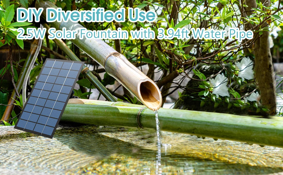 2.5W Solar Water Pump Fountain with 6Nozzles and 4ft Water Pipe, Solar Powered Pump for Bird Bath And Pond, Garden Solar Fountain Pump