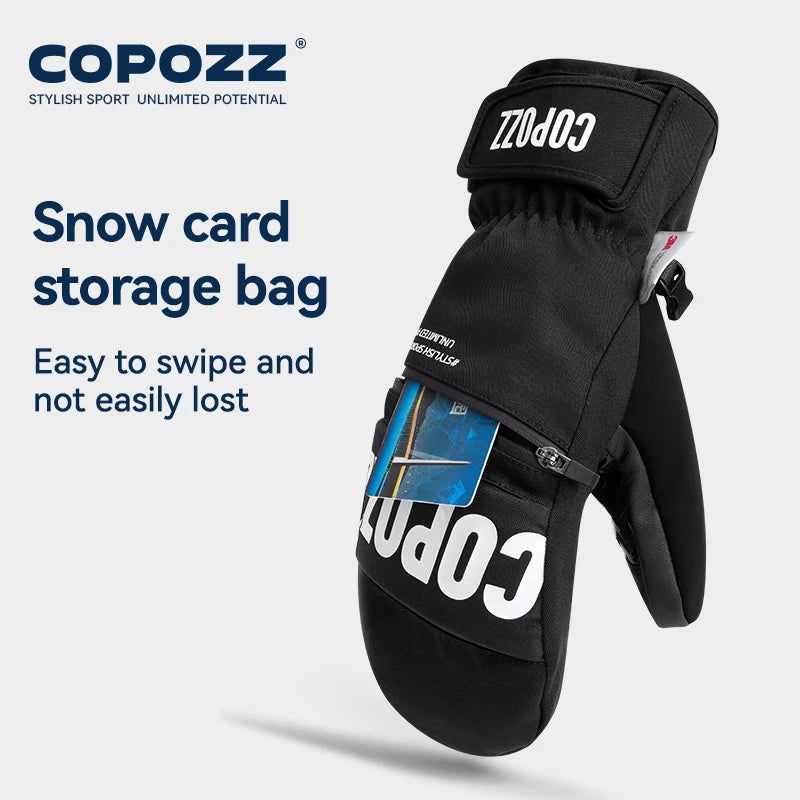3M Thinsulate Thick Adult Teenage Professional Snowboard Ski Gloves, Windproof Winter Warm Thermal Snow Mittens, Snowmobile Gloves, COPOZZ