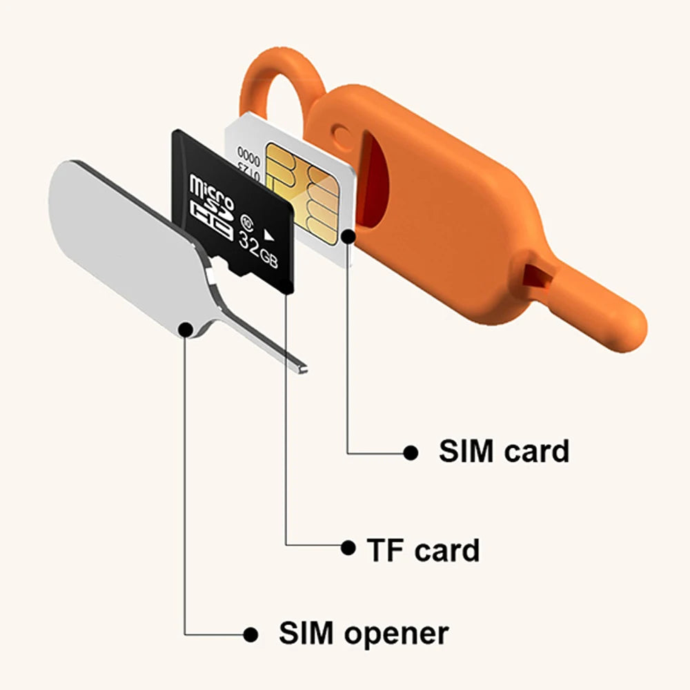 2 IN 1 SIM Card Removal Needle Pin with Protector Holder, Anti-Lost Phone SIM Cards Storage Case, Tray Ejector Needle Opener
