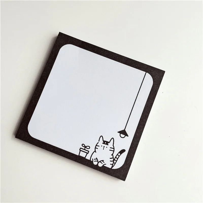 50Sheets, Cartoon Brief Strokes, Cute Cat Memo Pad, Simple Style Kawaii Message Paper, Student To Do List Notes, School Stationery