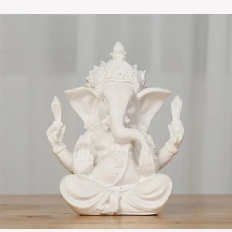 Handmade Sandstone Ganesha Buddha Elephant Statue Sculpture Figurine for Home Decoration, Living Room