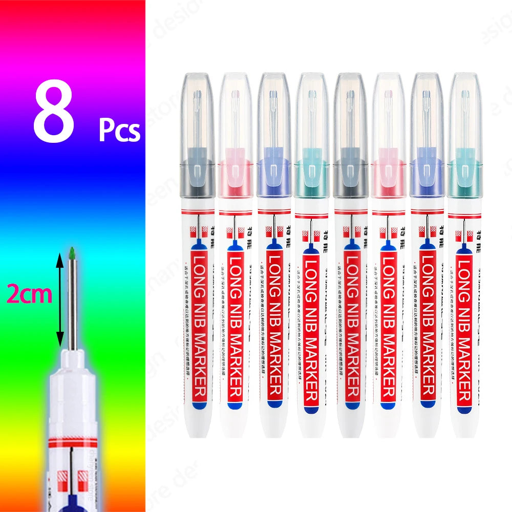 4-80Pcs, 2cm, Waterproof Long Head Markers, Deep Hole Marker Pen for Metal Carpenter, Red/ Black/ Blue/ Green Ink Woodworking Tools