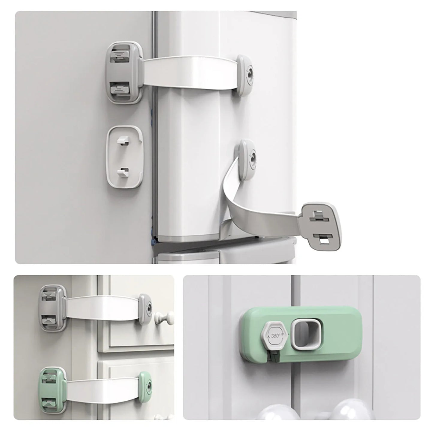 Refrigerator Door Lock, Child Kids Proof Safety Cabinet Locks, Straps, Safe Quick Baby Proofing Latches for Drawers Freezer
