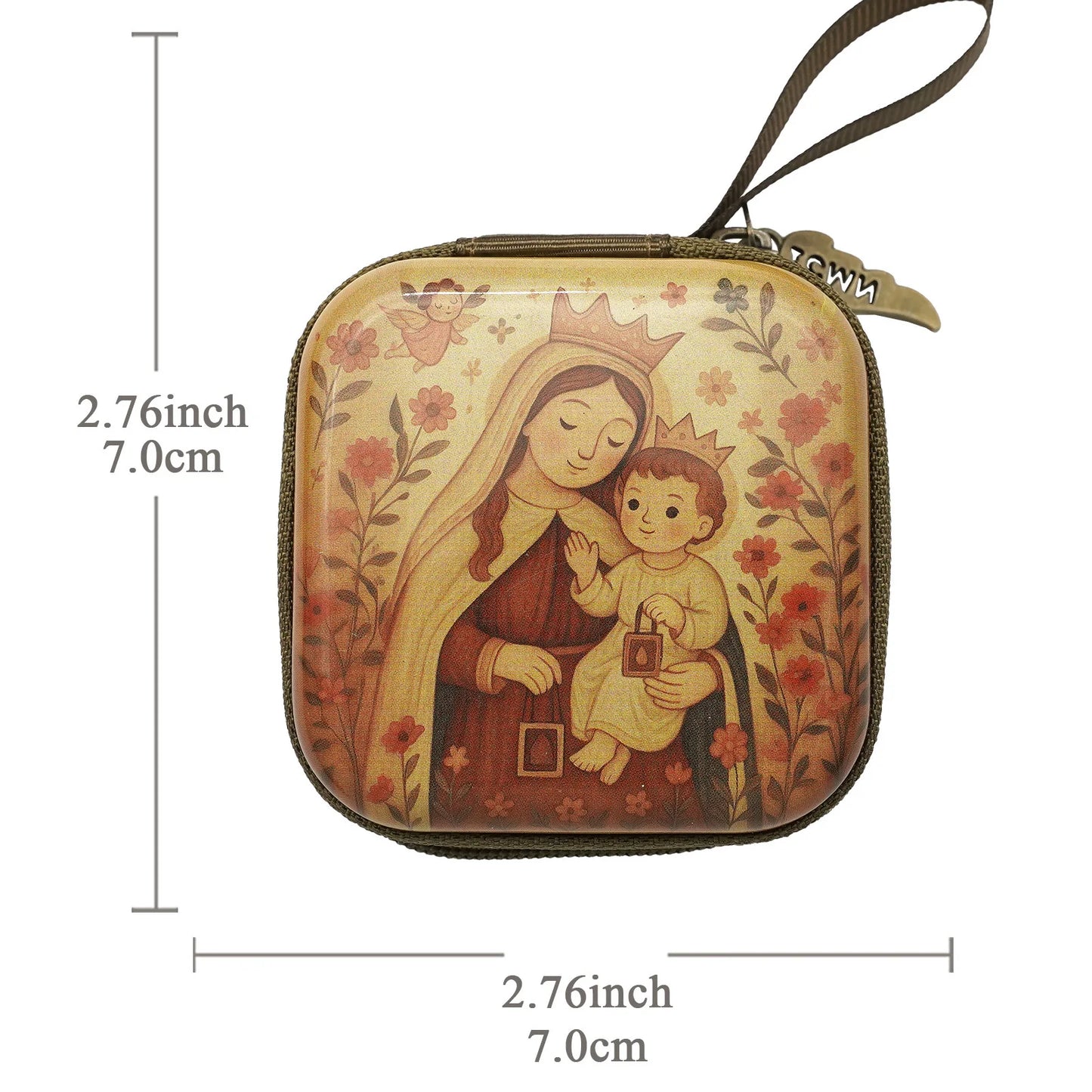 7x7cm, Virgin Mary Jesus Prayer Rosary Bag, Religious Jewelry Storage Box, Articulos Religiosos Catolico