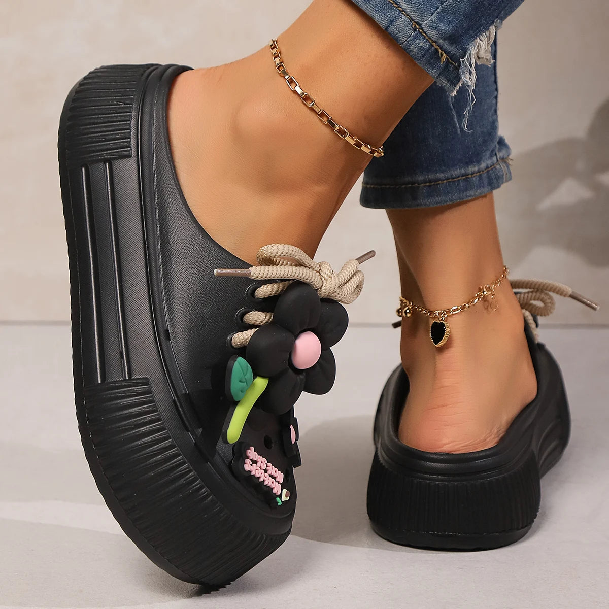 Summer Women Slippers, Cute Decoration Platform Sandals, Casual Outdoor Clogs, Beach Sandal, Non-slip Slides, Indoor Home Shoes 35-42