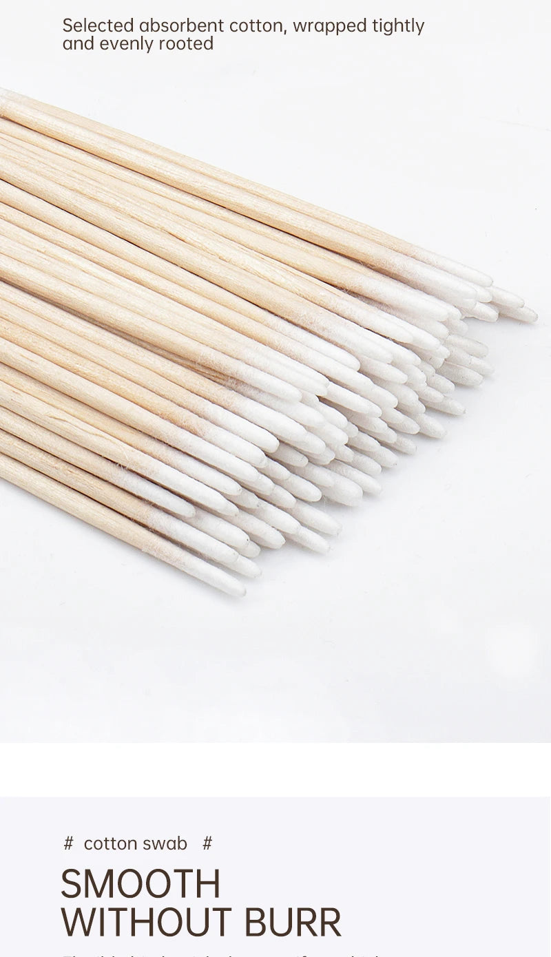 100/300Pcs, Double Head Cotton Swab, Women Makeup, Cotton Buds Tip For Medical Wood Sticks, Nose Ears Cleaning Health Care Tools