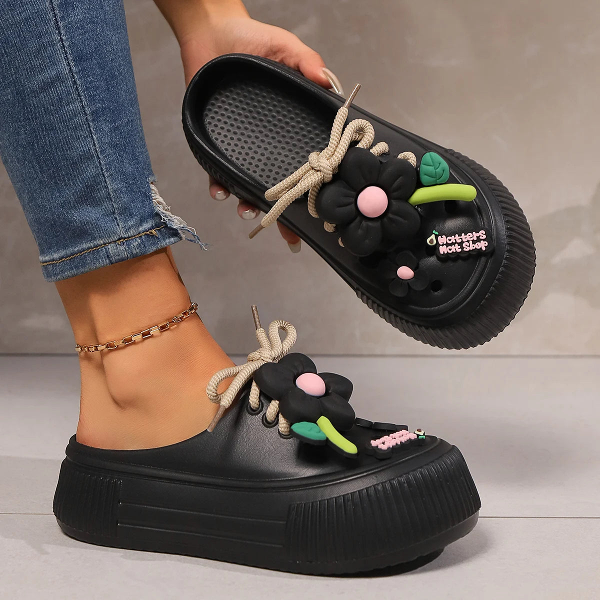 Summer Women Slippers, Cute Decoration Platform Sandals, Casual Outdoor Clogs, Beach Sandal, Non-slip Slides, Indoor Home Shoes 35-42