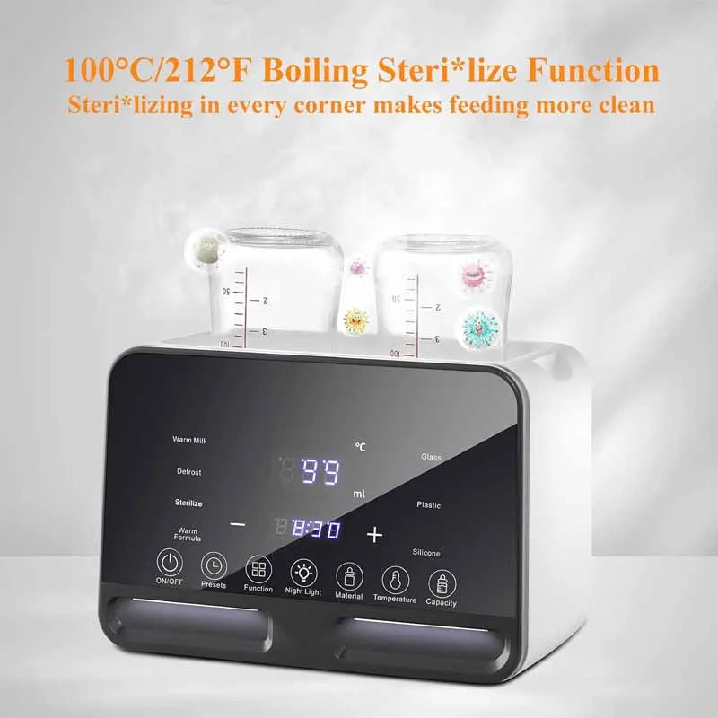 Baby Bottle Warmer Sterilizer, Multifunction Fast Milk Bottle Warmers with Timer Accurate Temperature Control, Newborn Accessories