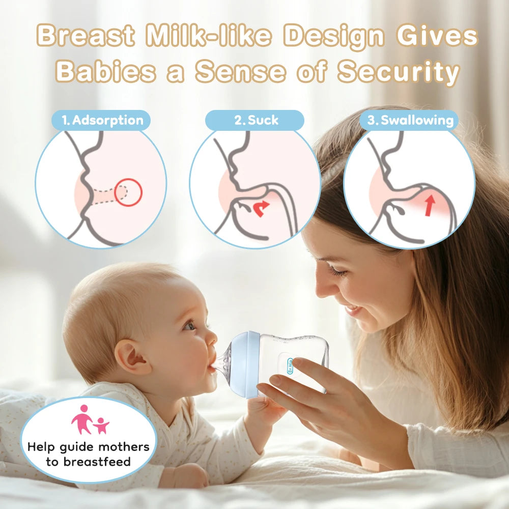 150/240/330ml, Baby Bottle With Handle Anti-bloating&Anti-drop, Clear Scale Milk Bottle Feeding Baby Bottles, BPA-FREE PP15