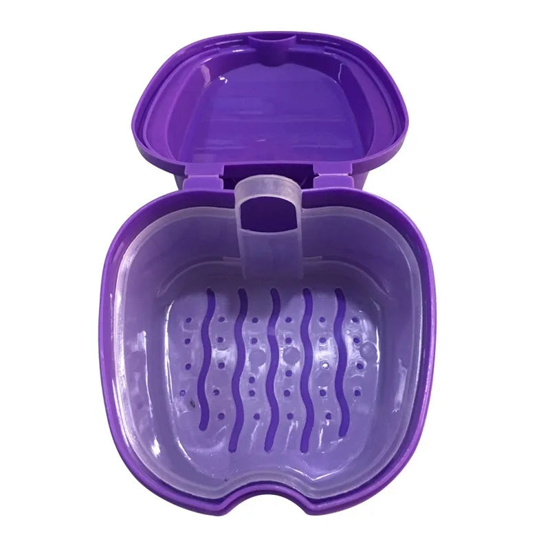Denture Bath Box Cleaning False Teeth Storage Box With Hanging Net Container Artificial Tooth Case Orthodontic Retainer Case