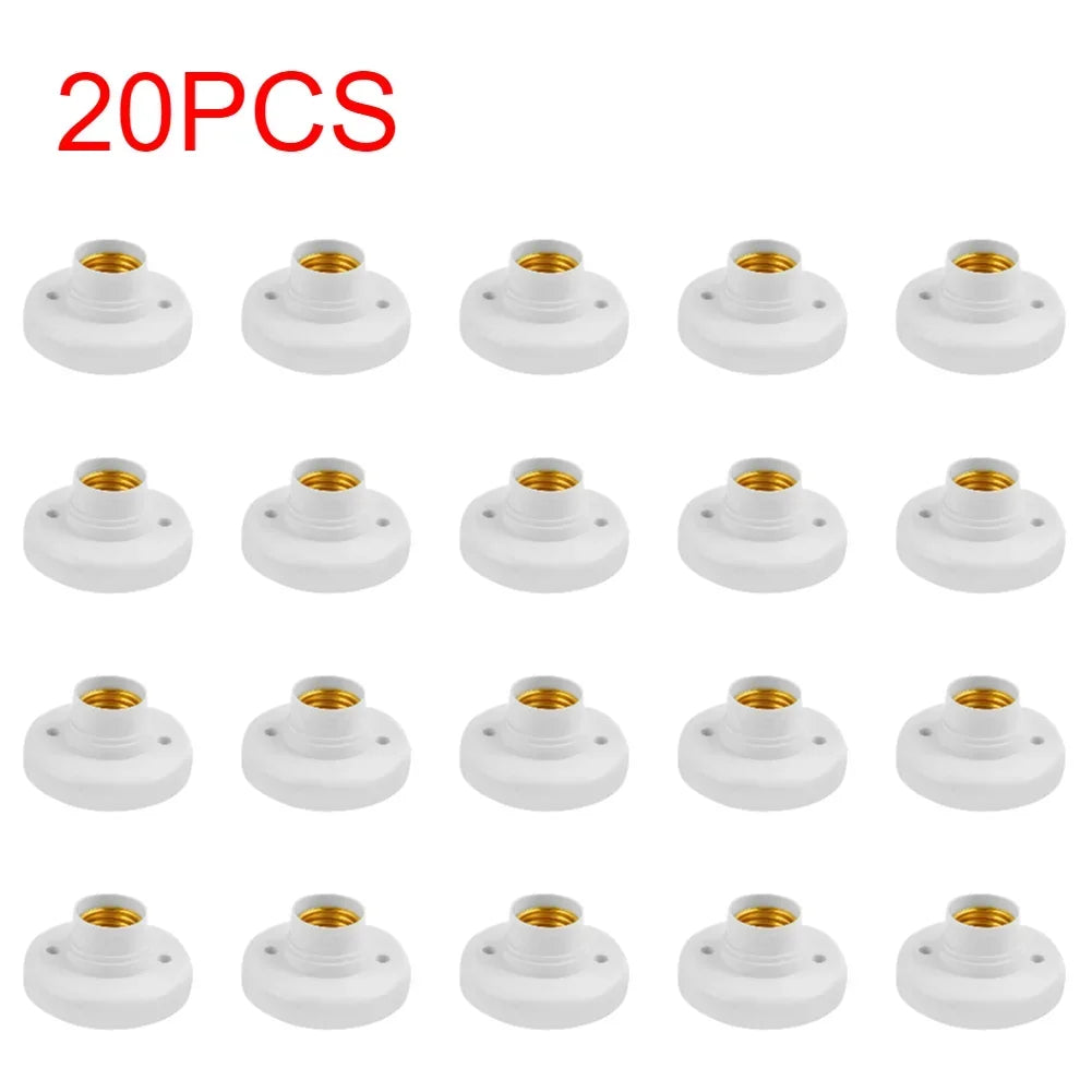 1-20Pcs, 220V E27 Screw Lamp, Stand Light Bulb Socket Holder Adapter Base, Cap Socket White Ceiling Light Lamp Bulb Fixing Base