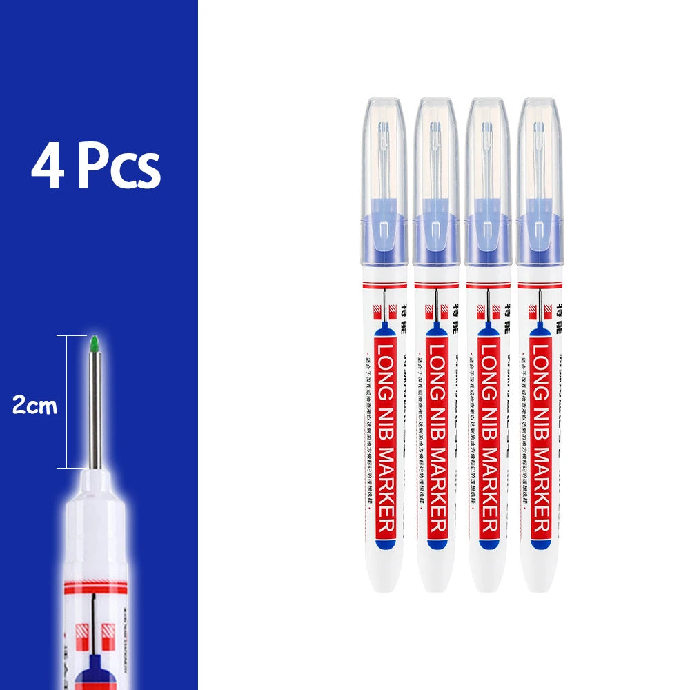 4-80Pcs, 2cm, Waterproof Long Head Markers, Deep Hole Marker Pen for Metal Carpenter, Red/ Black/ Blue/ Green Ink Woodworking Tools