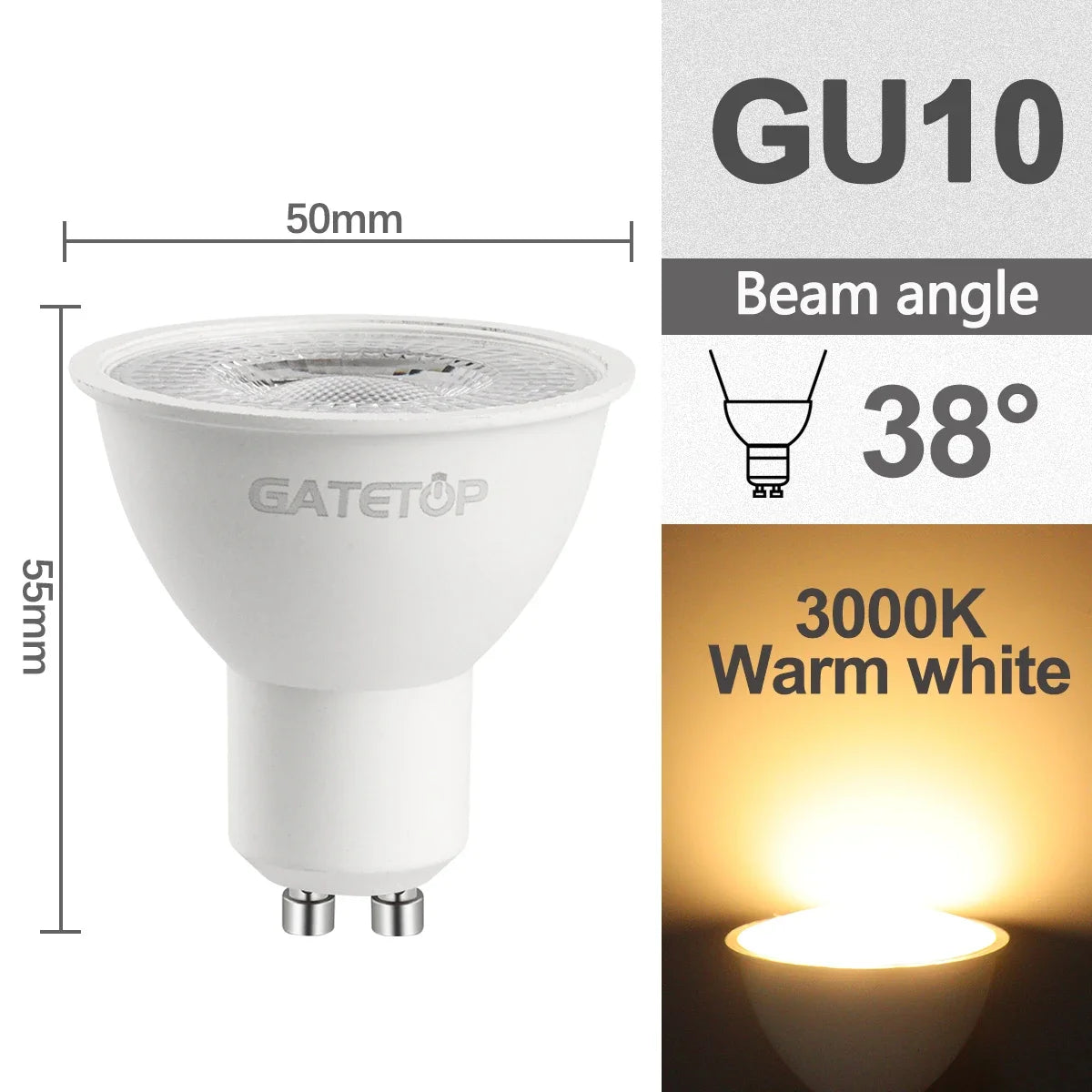 8pcs, Led Bulb Lamps, GU10, AC 220V 110V Light Spot Real Power, 3W 5W 6W 7W 8W 9W Warm White Cold White Lampada for Home LEDs Lamp