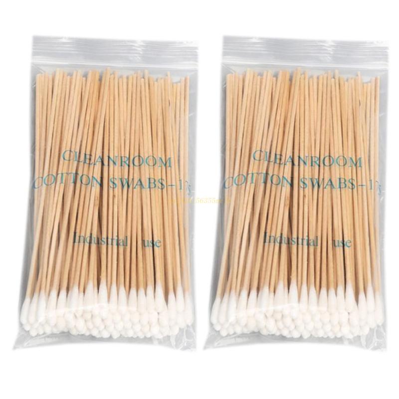 100/200Pcs, Swabs, 6'' Long Wood Handle Sturdy Cotton Applicator, Swab Q-tip, Natural Cotton Swabs