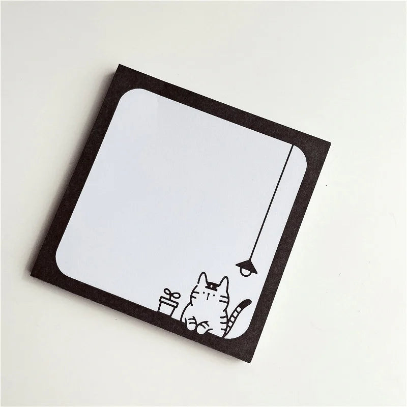 50Sheets, Cartoon Brief Strokes, Cute Cat Memo Pad, Simple Style Kawaii Message Paper, Student To Do List Notes, School Stationery