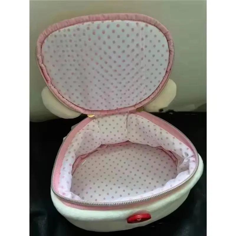 New Cute Rilakkuma Bear Girl Plush Elliptical Stereoscopic Makeup Bag Portable Storage Bag Cute Cartoon Easy Bear Storage W