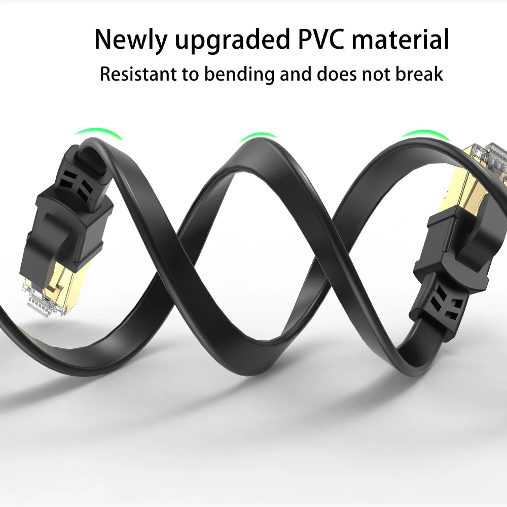 CAT8 Ethernet Cable 40Gbps 2000MHz, CAT8 RJ45 Network Lan Patch Cord Flat, 10m 15m 20m 30m, 50ft 100feet for Modem Router PS 5/4