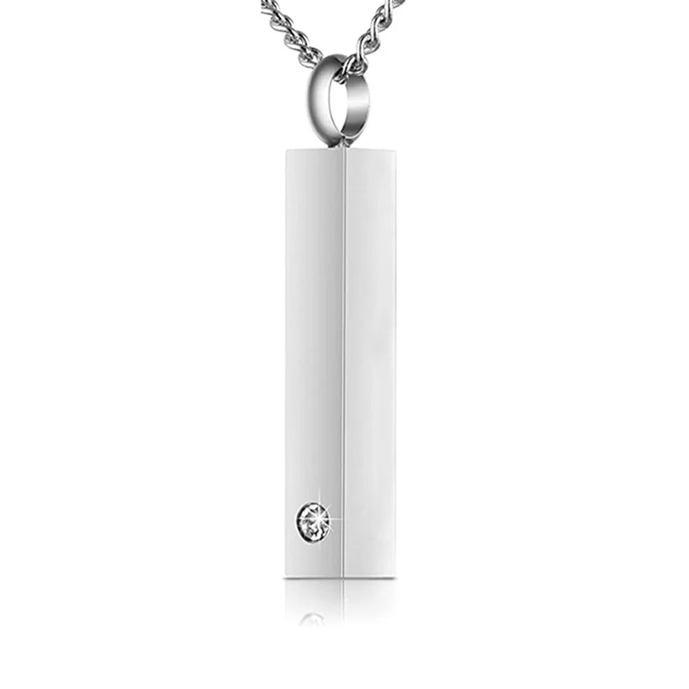 Cremation Jewelry Urn Necklace for Pet Ashes for Men Women, Keepsakes for Small Animal Ashes, Stainless Steel Memorial Bar Pendant Necklaces