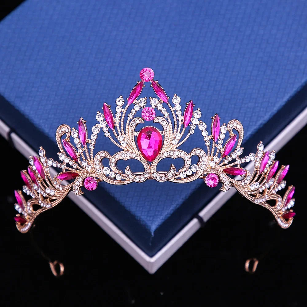 Multicolor Crystal Crown Hair Accessories Tiara For Women, Party Colorful Rhinestone, Bridal Crown, Party Hair Jewelry Gift