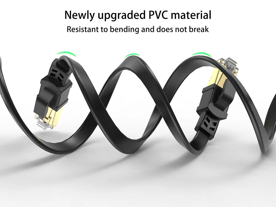 CAT8 Ethernet Cable 40Gbps 2000MHz, CAT8 RJ45 Network Lan Patch Cord Flat, 10m 15m 20m 30m, 50ft 100feet for Modem Router PS 5/4