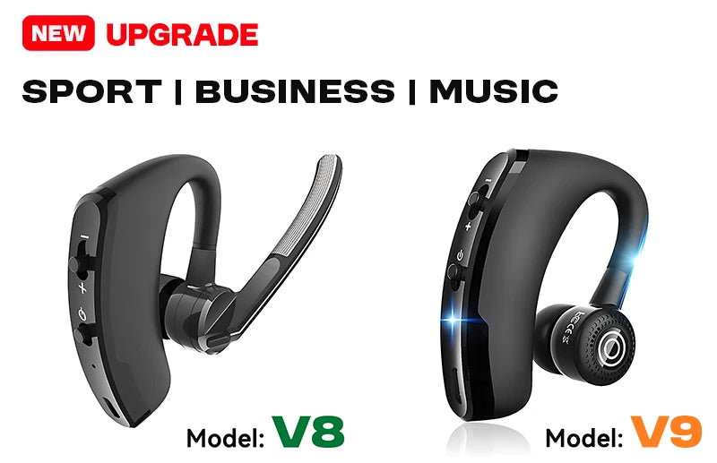 New V8 Wireless Bluetooth Single Earphone With HD Mic Stereo Headset, Handsfree Call Business Headphone For Sports Driving Travel