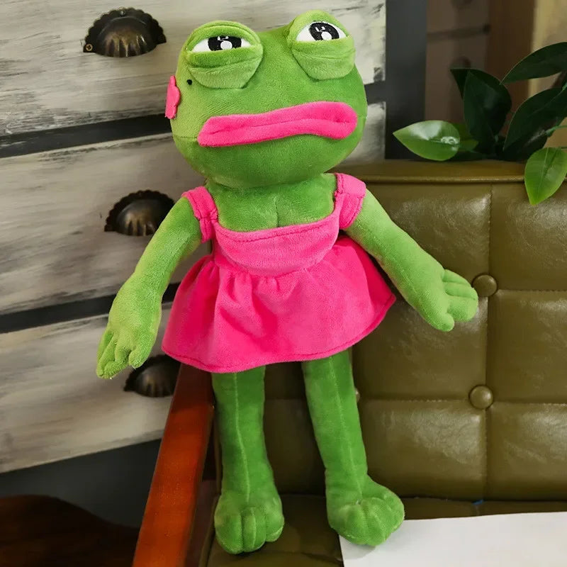 45cm Sad Frog Plush Toy Soft Stuffed Pillow Magic Expression Pepe The Sad Frog Animal Plush Doll Birthday Gifts for Kids Girl