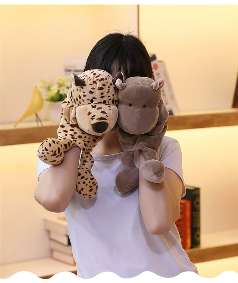 Cartoon Animal Hand Puppet Parent-child Game Doll, 35cm, Stuffed Gaming Doll, Lion Elephant Pig Appease Toys, Birthday Gifts For Children
