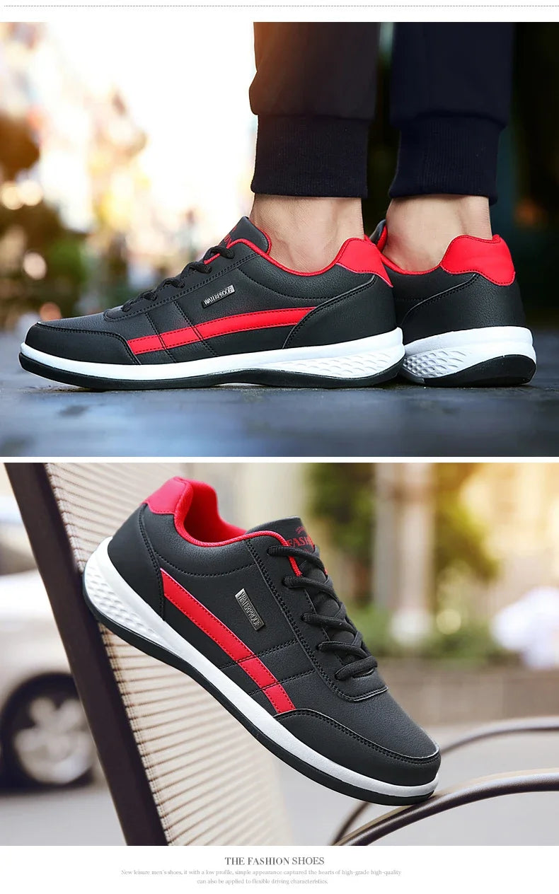 Men Leather Sneaker, Waterproof Casual Comfortable Men's Sneaker, Lace Up Footwear, Vulcanized Man Shoe Masculino, MAEDEF