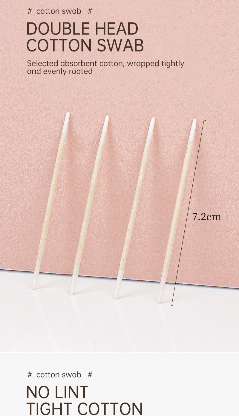 100/300Pcs, Double Head Cotton Swab, Women Makeup, Cotton Buds Tip For Medical Wood Sticks, Nose Ears Cleaning Health Care Tools