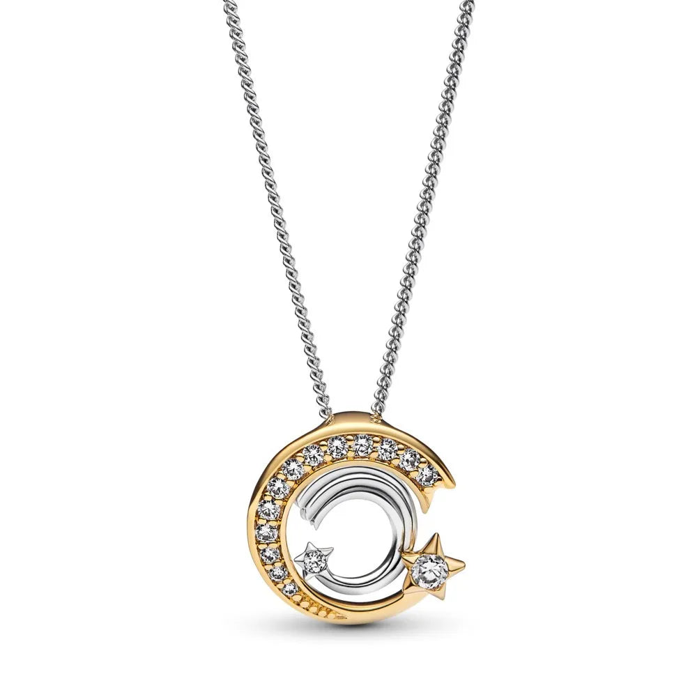 New S925 Silver Colored Zircon Necklace Earrings Suitable for Valentine's Day, Mother's Day, Anniversary Gift DIY Charm Jewelry