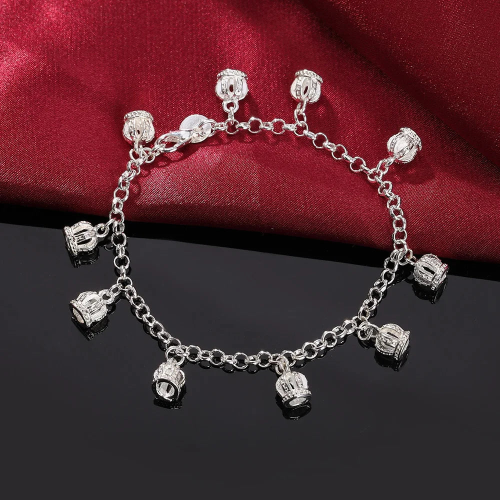 Fashion charm 925 Sterling Silver Bracelet for man woman, Twisted rope chain fine jewelry, Wedding party Christmas gift