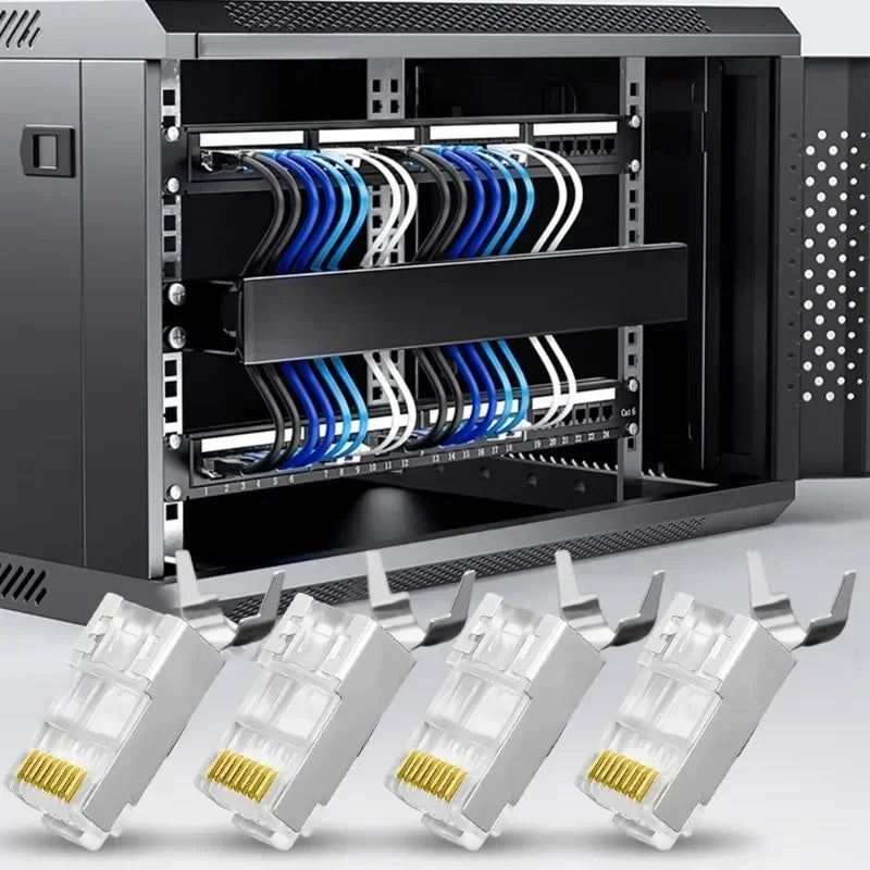 1/10/30Pcs, Pass Through RJ45 Cat7/Cat6/Cat5 Shielded Connectors, Crystal End Gold-Plated 8P8C Crimp UTP Ethernet Modular Plug