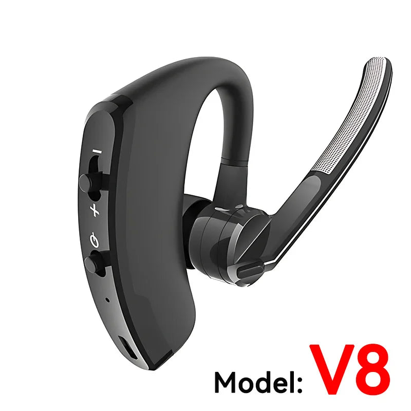 New V8 Wireless Bluetooth Single Earphone With HD Mic Stereo Headset, Handsfree Call Business Headphone For Sports Driving Travel