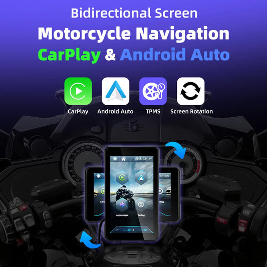 EKIY 5.0 inch Portable Digital Dashboard Motorcycle Navigation GPS Removable Display Screen Wireless CarPlay Moto Android Auto